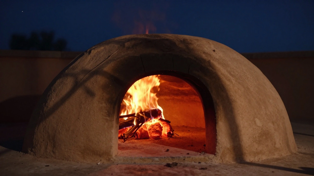 Small fire in tandoor oven during low-heat curing process.