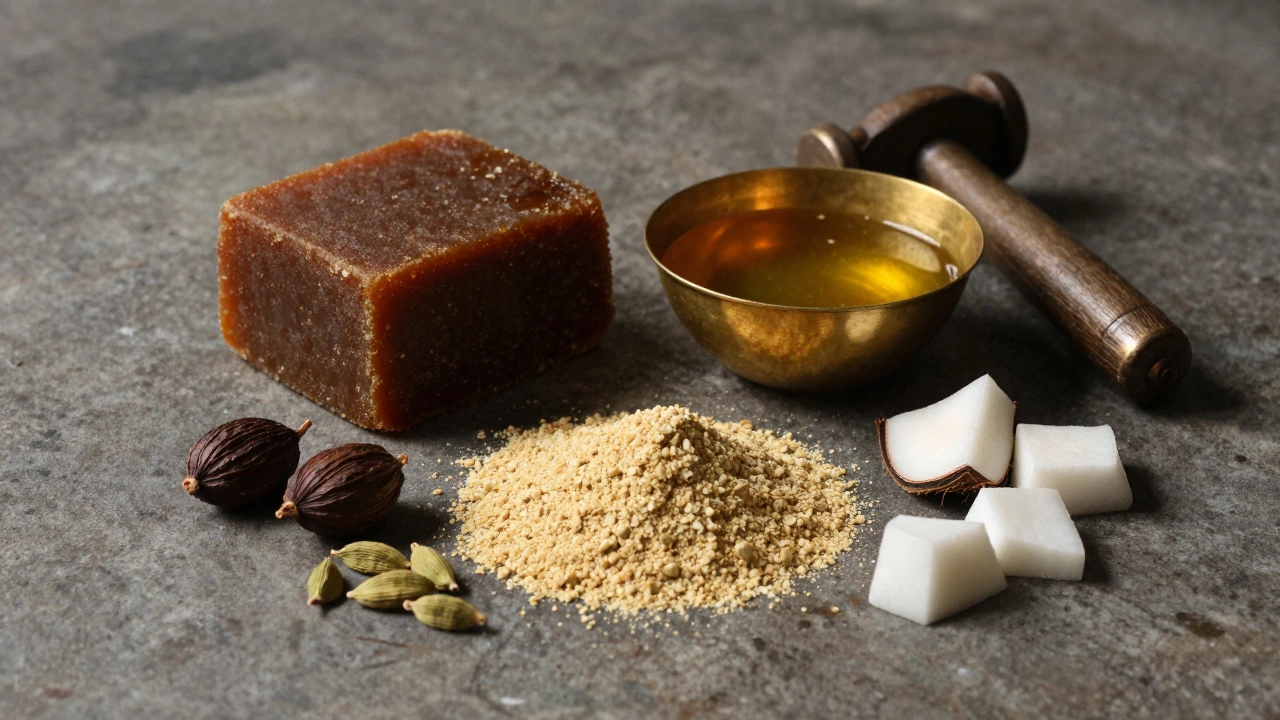 Raw ingredients for traditional Indian desserts