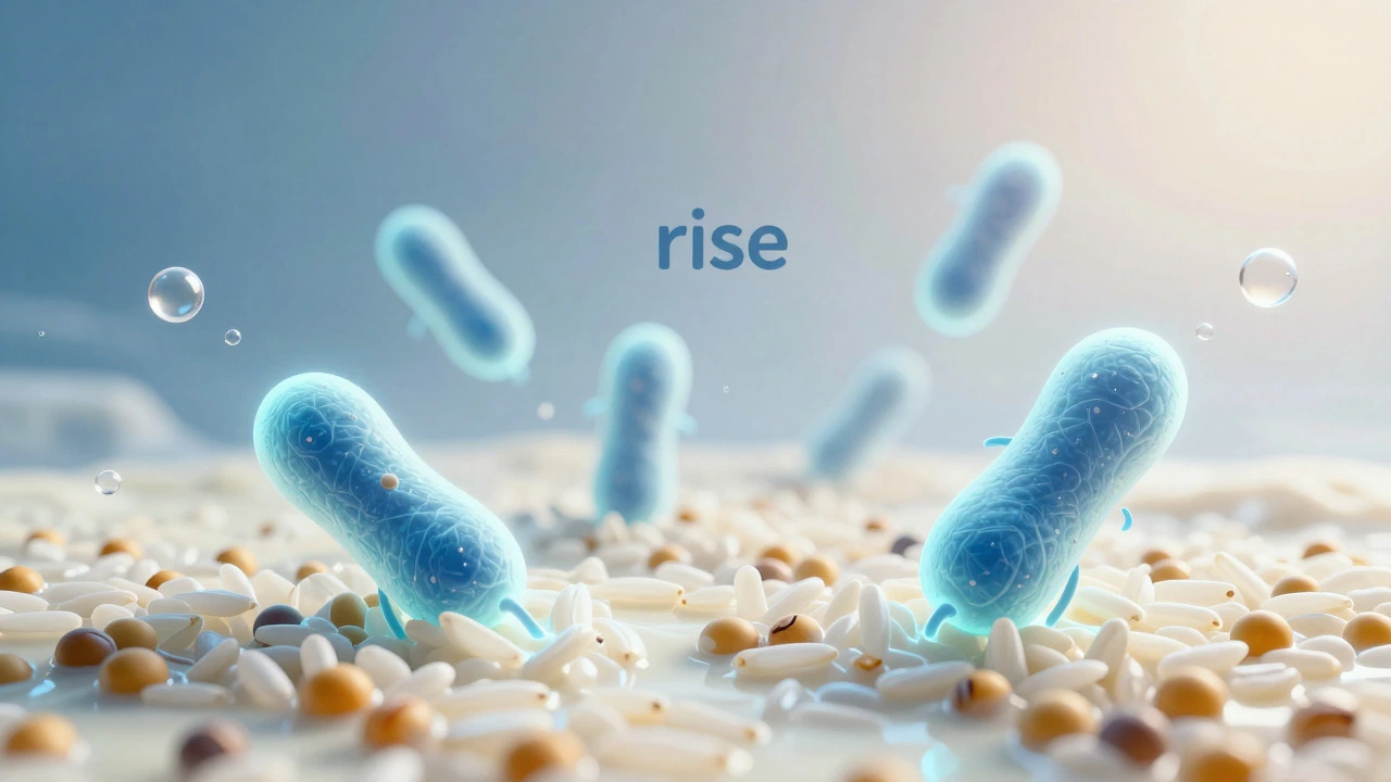 Conceptual illustration of bacteria accelerating fermentation in dosa batter